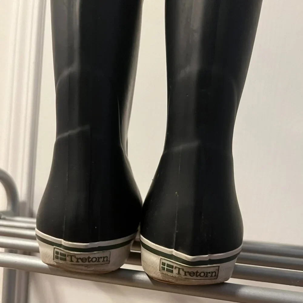 Tretorn Rain Boots Black Pull On Size 7 US 37 EU - Picture 4 of 7